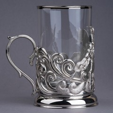 Подстаканник "Георгий Победоносец" никелированный (художественное литье)