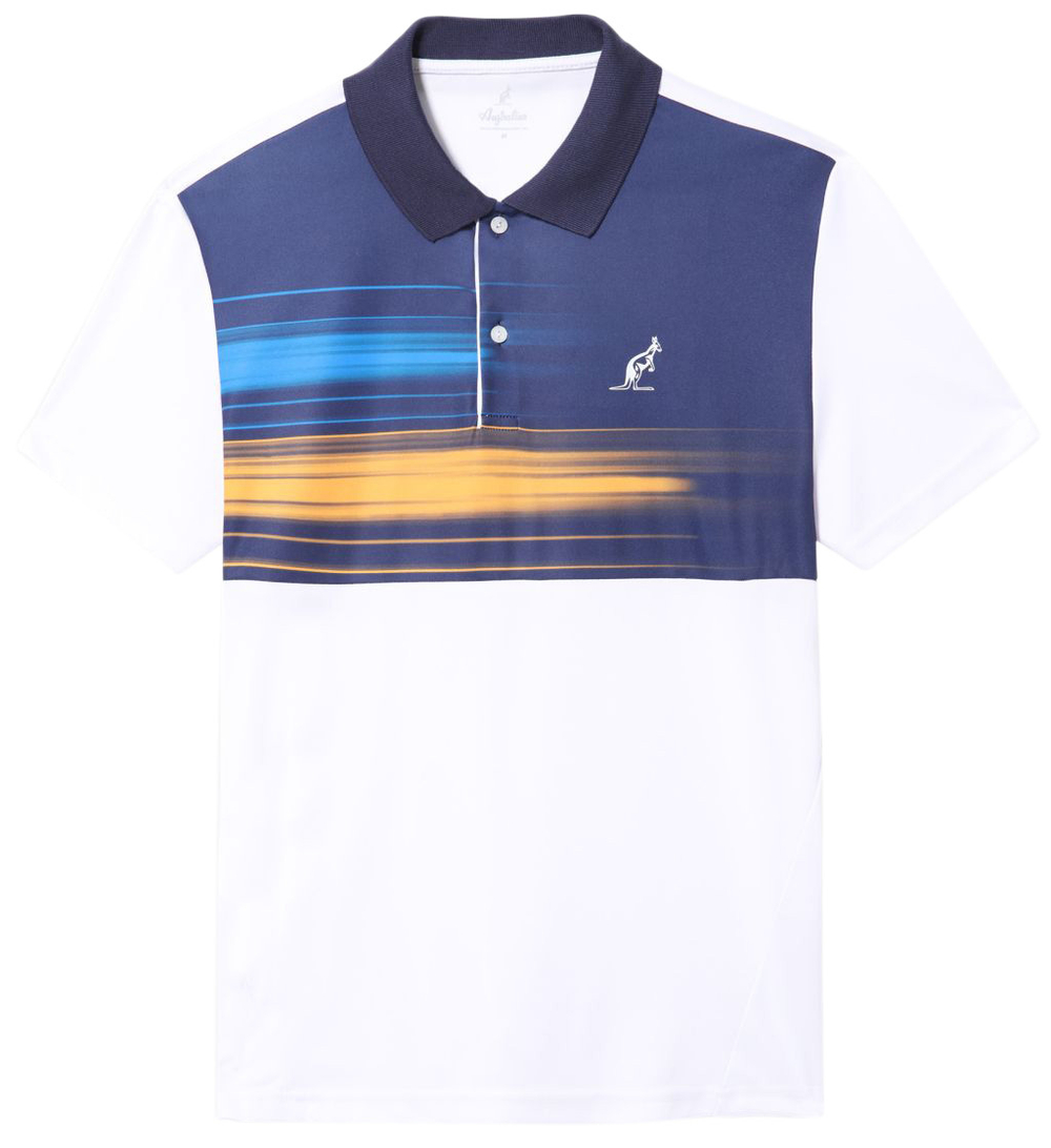 Мужское теннисное поло Australian Polo Ace Brush Line Print - bianco