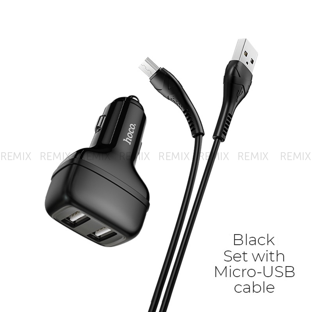 Автомобильное зарядное устройство (АЗУ) Hoco Z36 Leader два порта набор с кабелем miro USB