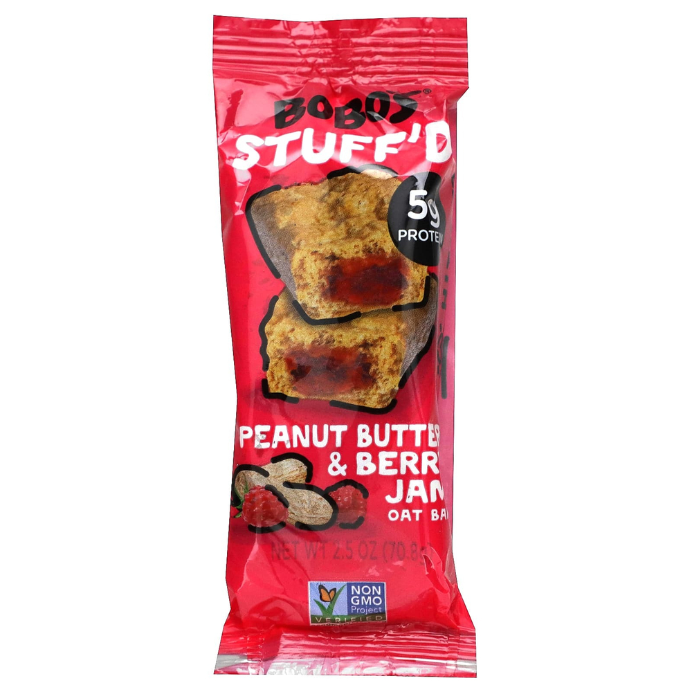 Bobo's Oat Bars, Овсяные батончики с начинкой, арахисовое масло и ягодный джем, 12 батончиков по 70,8 г (2,5 унции)
