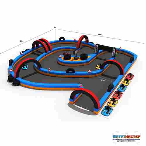 Надувная трасса «Мега-картинг» для электромобилей, 21×20×3 м