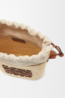Loewe Сумка из пальмы ирака и телячьей кожи, натуральный/коричневый