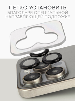 Стекло на камеру BROSCORP на Apple iPhone 15 Pro (арт.IP15PRO-MONO-CAM-BLACK )