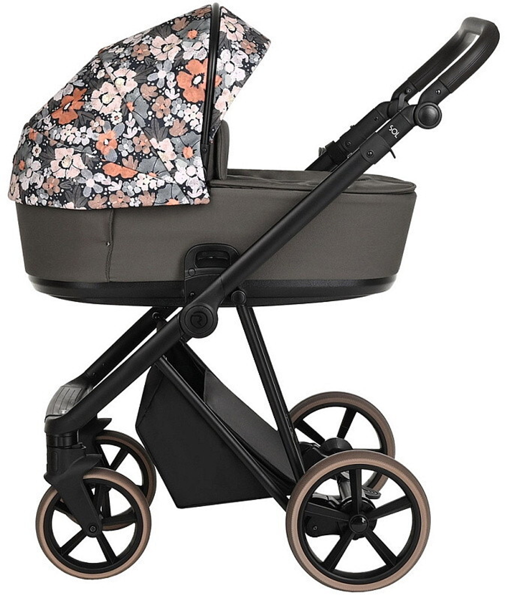 Детская коляска Roan Sol Flowers 3 в 1 с автокреслом Tutis Elo Lux EduSky Black RSF/5003 Forest Clearing/Black