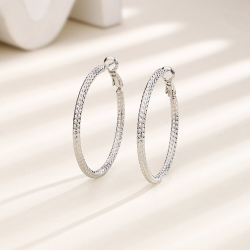 Серьги кольца большие бижутерия, серебро