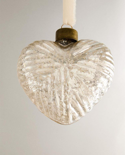 ZARA HOME ЕЛОЧНОЕ УКРАШЕНИЕ «СЕРДЕЧКО» С СЕРЕБРИСТЫМ ПОКРЫТИЕМ, СЕРЕБРЯНЫЙ