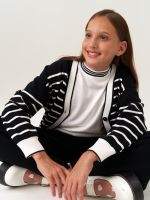 Кардиган для девочки в школу AT1010 черно-белый