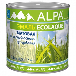 Эмаль Alpa Ecolaque супербелая матовая 0,5 л