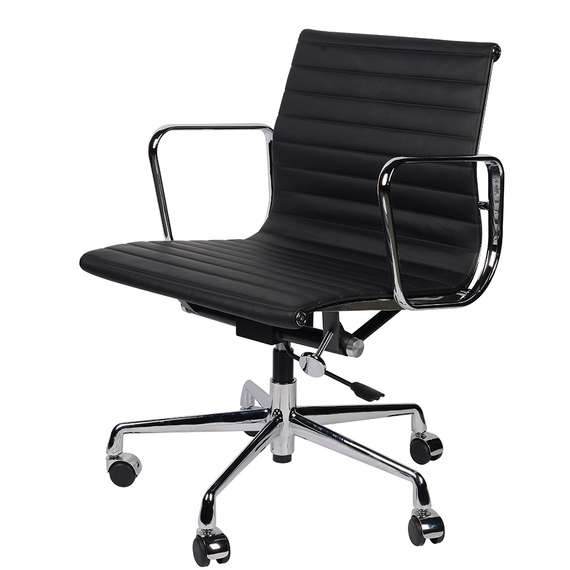 Офисное кресло Eames Ribbed EA 117 черная кожа