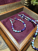 Комплект украшений авторский из натуральных камней. Колье и браслет Веселое разноцветье. Бижутерия на шею, на руку для женщин, девушек. Летнее женское украшение