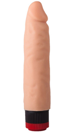 Телесный вибратор-реалистик со встроенным пультом управления - 20,5 см.