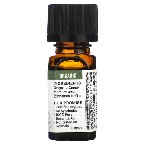 Aura Cacia, Органическое масло из листьев корицы, 0,25 жидких унций (7,4 мл)