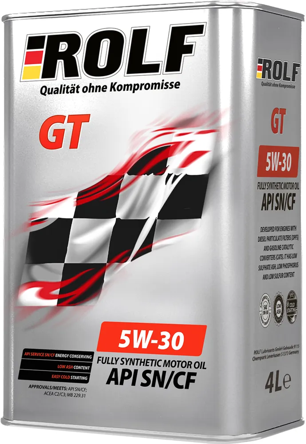 Моторное масло Rolf GT 5W-30, SN/CF, C3, синтетическое, 4 л