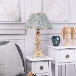 Настольная лампа Флора Айвори с абажуром №38 Vatican (Ватикан) Аквамарин