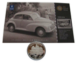 5 фунтов 2009 год. Моррис Минор. Классические британские автомобили. Олдерни. Серебро