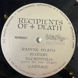 Винтажная виниловая пластинка LP Recipients Of Death (USA 1988)