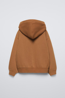 ZARA КОМПЛЕКТ ИЗ ХУДИ И БРЮК WIDE LEG ИЗ МЯГКОЙ ТКАНИ, СВЕТЛО-КОРИЧНЕВЫЙ