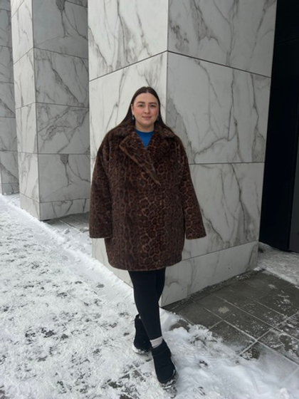 Шуба утепленная эко-мех Леопард