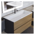 Тумба с раковиной Uperwood Barsa 90 см, раковина белая, подвесная тумба черная/дуб сонома