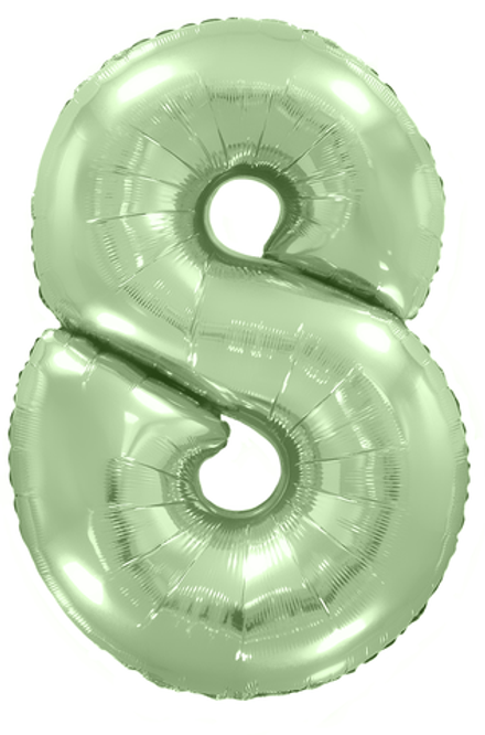 Шар (40""/102 см) Цифра, 8, Мятный, Макарунс, 1 шт. З77