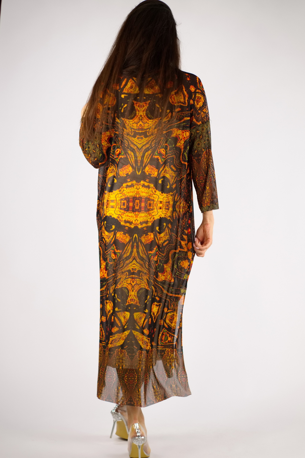 Платье-туника из сетки «Золотой лес», принт по мотивам живописи Густава Климта