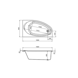 Ванна акриловая Roca CORFU  160x90 248574000 асимметричная правая