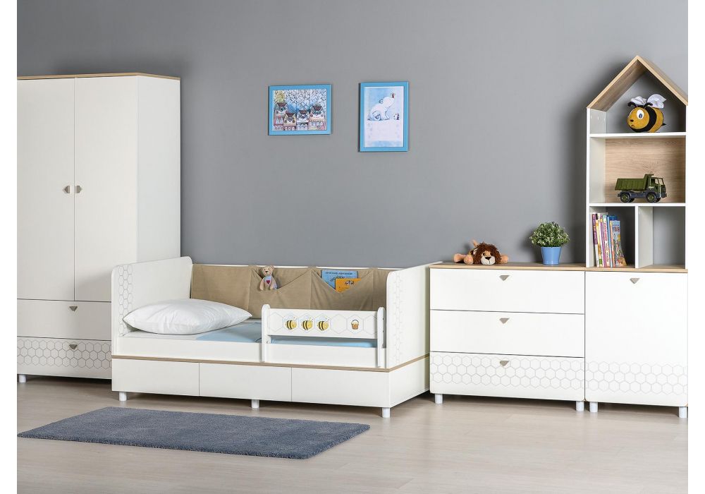 Шкаф Эльга белый шагрень / дуб белый exclusive