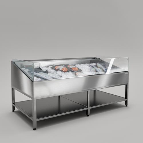Нейтральная витрина для выкладки рыбы на льду (без охлаждения) Finist VF/1400