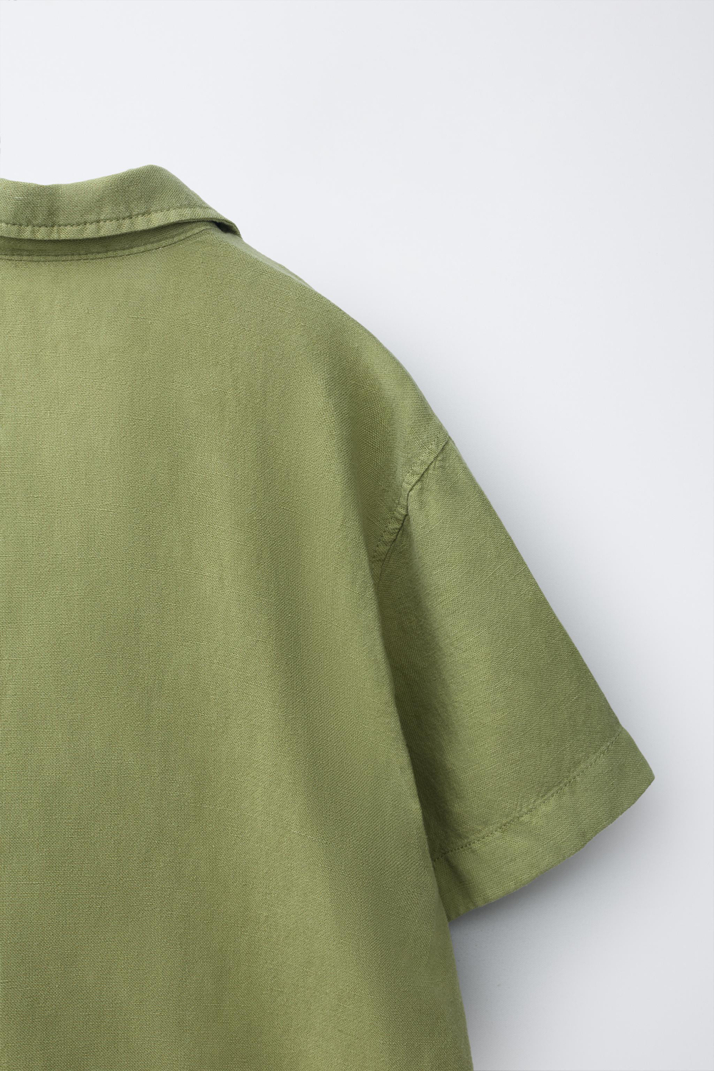 ZARA СВОБОДНАЯ РУБАШКА ИЗ СМЕСОВОГО ЛЬНА, ОЛИВКОВЫЙ