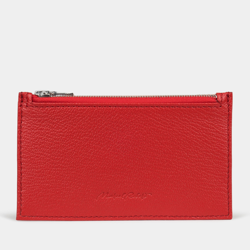 Кардхолдер из кожи козы, красного цвета