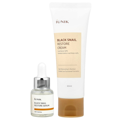 iUNIK, Black Snail Edition Skin Care Set, Cream & Mini Serum, 2 Piece Set