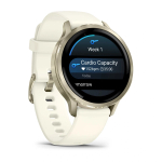 Умные часы Garmin Venu 4 41мм Лунно-золотистые с силиконовым ремешком цвета слоновой кости + кожаный ремешок песочного цвета (010-03013-03)