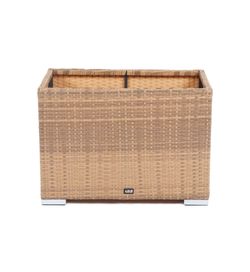 "Лунго" кашпо для цветов большое плетеное из искусственного ротанга, цвет соломенный