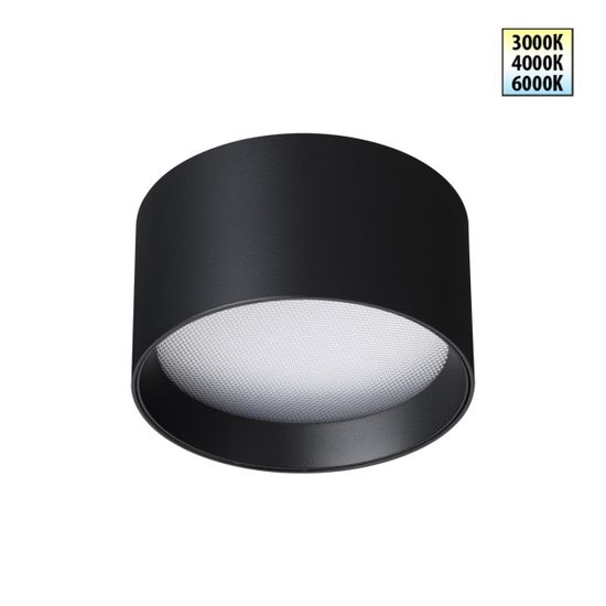 359595 OVER NT25 000 черный Светильник накладной светодиодный с переключ. цв. температуры IP20 LED 12W 220-240V 3000К\4000К\6000К ORBIS