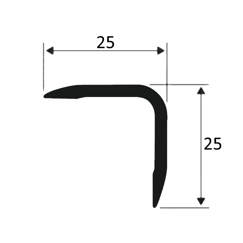 Угол 25*25мм "DO-1" 2,7м Черный мат. анод. алюм.