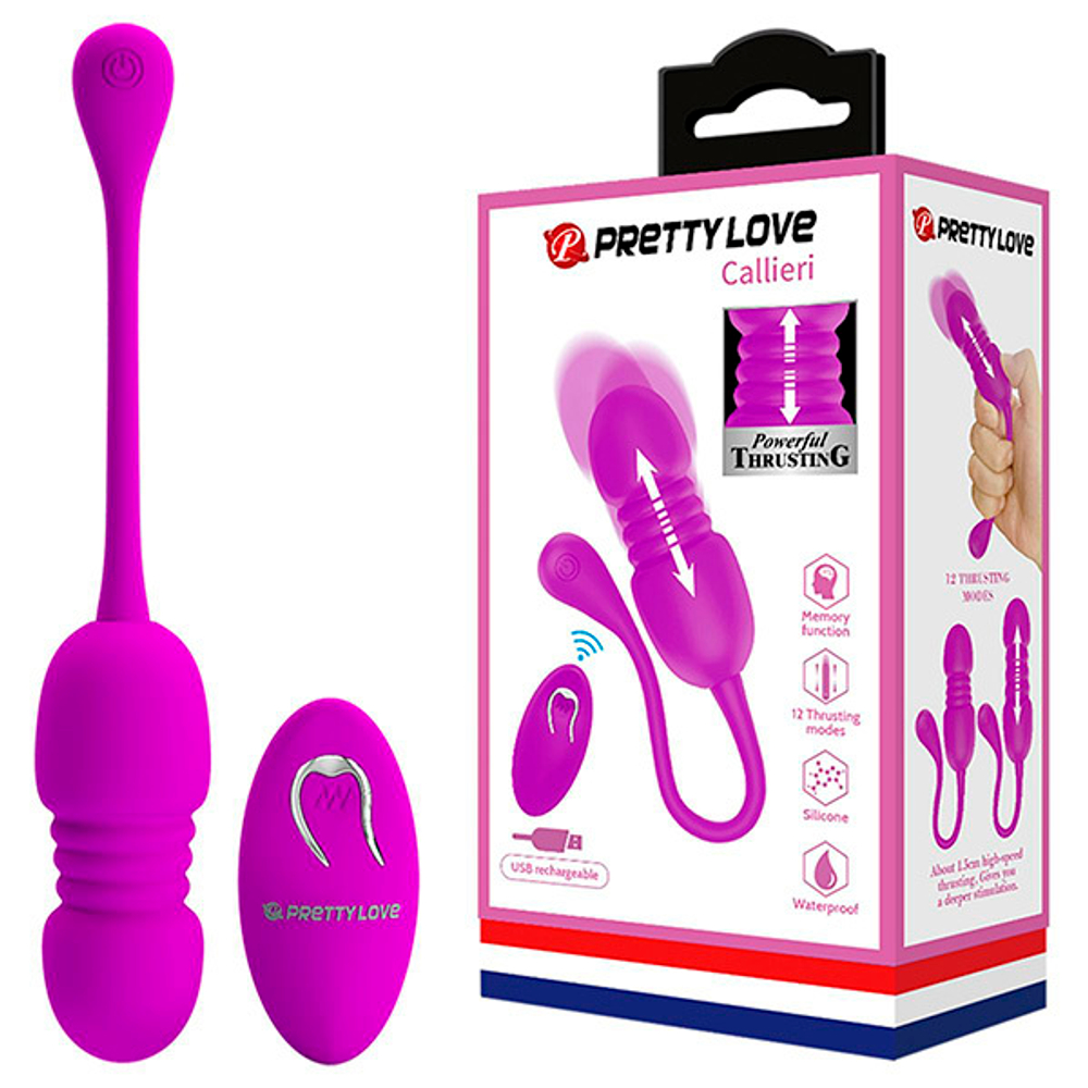 Лиловое виброяйцо с поступательными движениями и пультом ДУ Pretty Love Callieri BI-014892W