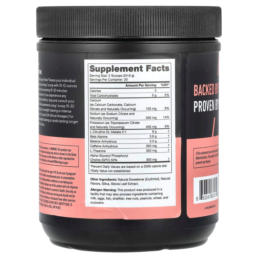 Legion Athletics, Pulse, предтренировочный напиток, Arctic Blast, 496 г (1,09 фунта)