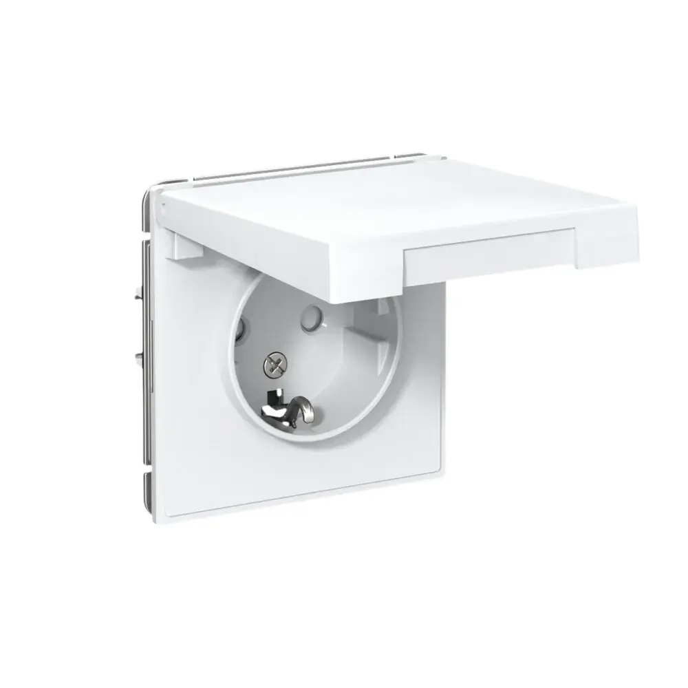 ARTGALLERY РОЗЕТКА с заземл. со шторк. с крышкой, 16А, IP20, механизм, БЕЛЫЙ