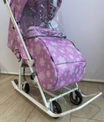 Коляска комбинированная с трансформируемым кузовом (арт.У3-1К/СН) сиреневый со снежинками