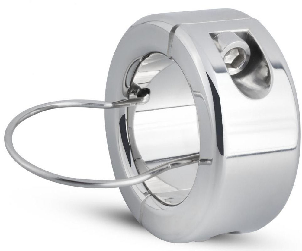 Серебристый утяжелитель для мошонки и пениса Sinner Metal Cock And Ball Lock Medium (Цвет: серебристый)