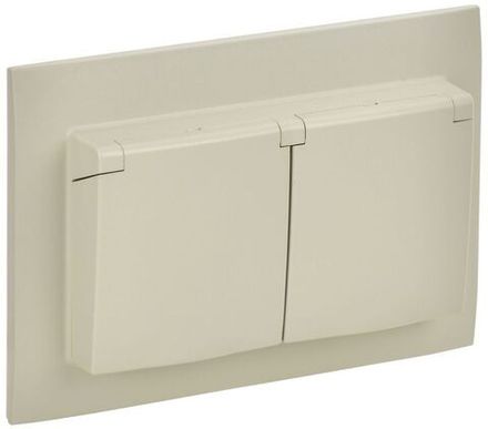 Розетка 2-м SKANDY 16А IP44 с крышкой в сборе SK-R12B беж. IEK SK-R26-16-44-K10-F