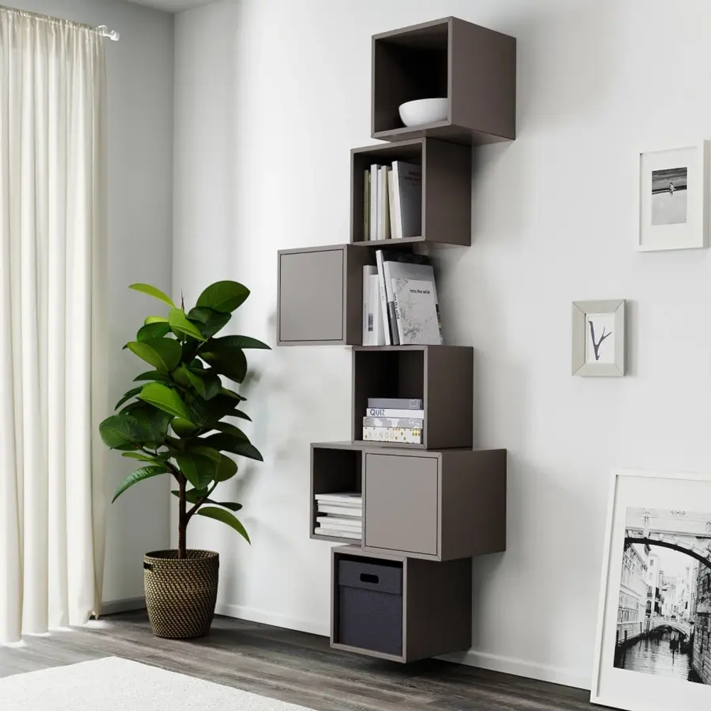 Комбинация навесных шкафов - IKEA EKET, 80x35x210 см, темно-серый, ЭКЕТ ИКЕА