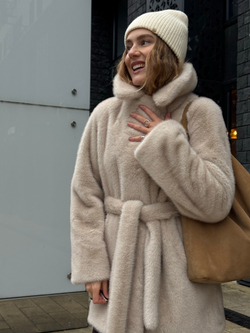 Шуба Lux миди бежевый