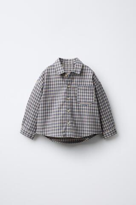 ZARA Х BENSIMON ® РУБАШКА В КЛЕТКУ С ДЛИННЫМИ РУКАВАМИ, СИНИЙ