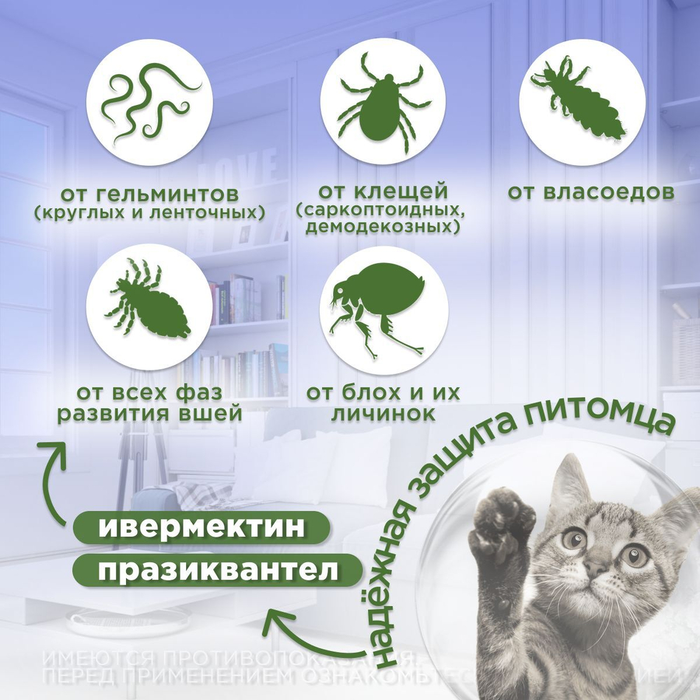 Антигельминтик спот-он АВЗ Диронет для котят, 3 пипетки