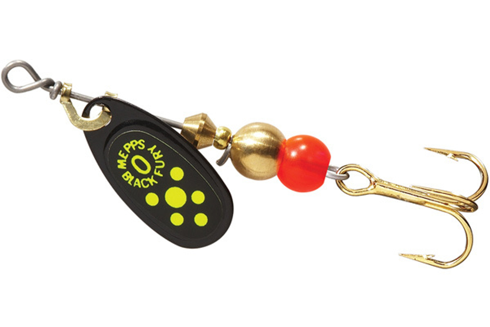 Блесна вращающаяся Mepps BLACK FURY 00, Black/Chartreuse