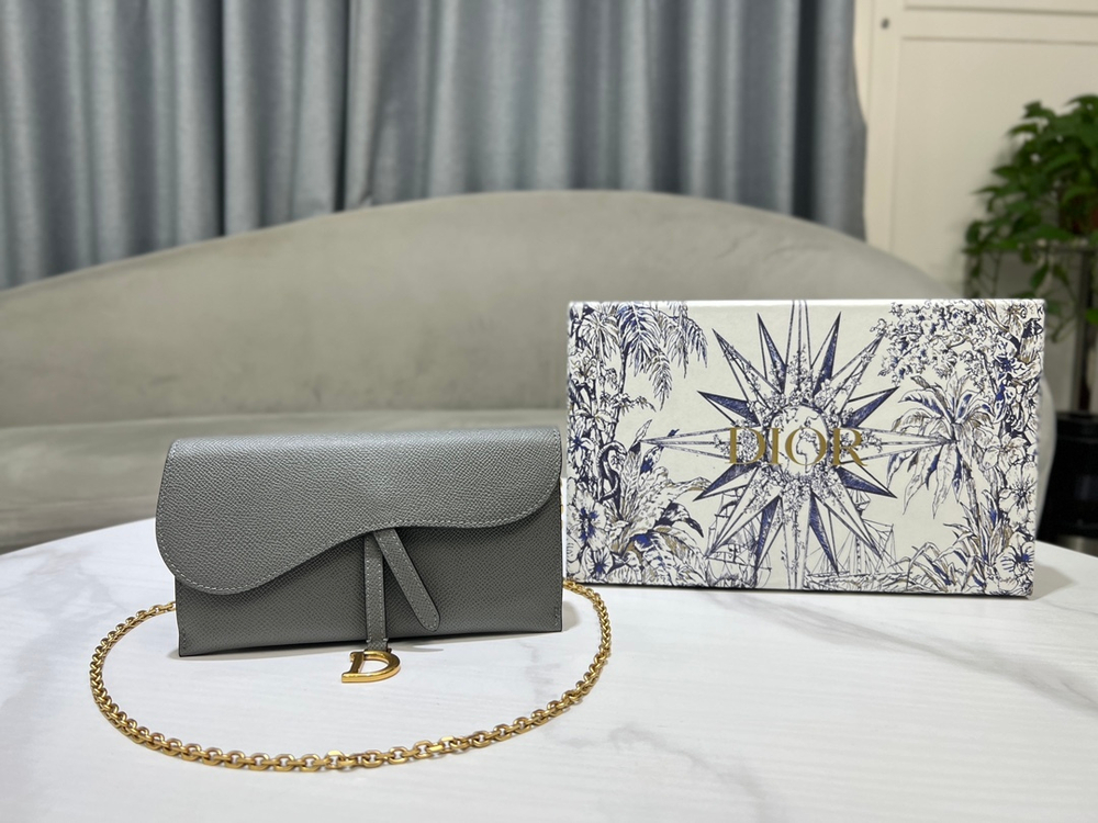 Christian Dior Long Saddle Wallet with Chain