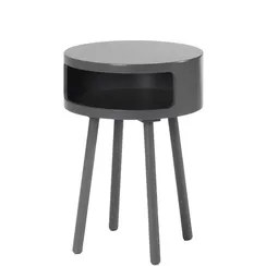 Журнальный столик Bruk Ø40 см с полкой серый