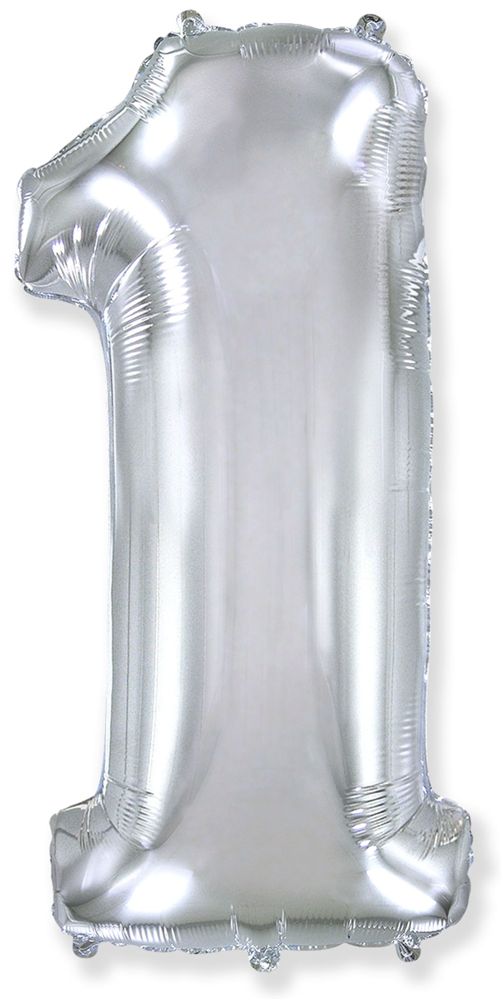 Шар (40''/102 см) Цифра, 1, Серебро, 1 шт. в уп.