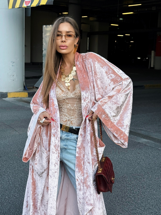 Кимоно бархатное удлиненное на шелковом подкладе